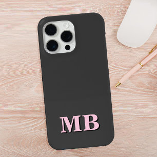 Minimalistisches rosa Schwarzes Anfangsmonogramm Case-Mate iPhone Hülle