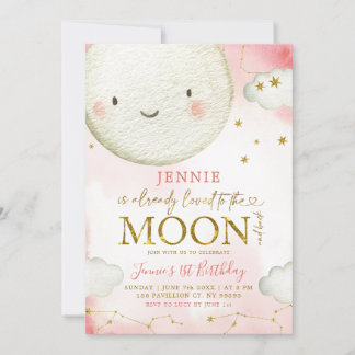 Minimalistisches Rosa und Goldmond Girl Geburtstag Einladung