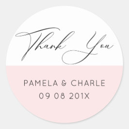 Minimalistisches Rosa und Weiß Danke Typografie Runder Aufkleber
