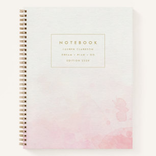 Minimalistisches rosa Wasserfarben-Notizbuch Notizbuch