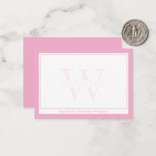 Minimalistisches rosa zweifaches Rahmen-Monogramm- Mitteilungskarte
