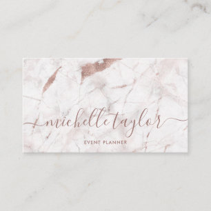 Minimalistisches Rose mit weißem Marmor Visitenkarte