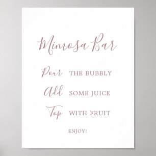 Minimalistisches Roségold-Bridal-Shower-Mimosa-Bar Poster