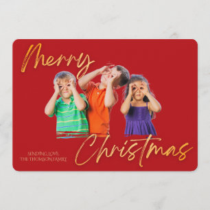 Minimalistisches Rot Gold Frohe Weihnachten Handsc Einladung