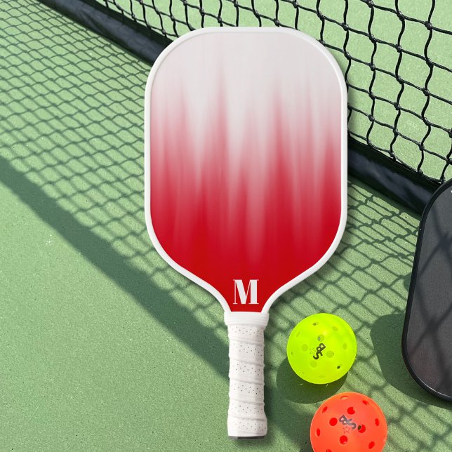 Minimalistisches Rot und Weiß Ombre Modernes Monog Pickleball Schläger (Von Creator hochgeladen)