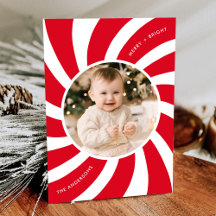 Minimalistisches Rot-Weiß-Peppermint Foto Swirl