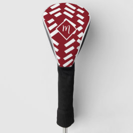 Minimalistisches, rotes, diagonales Muster, Monogr Golf Headcover