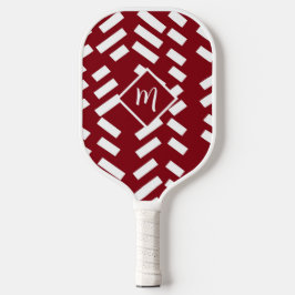 Minimalistisches, rotes, diagonales Muster, Monogr Pickleball Schläger