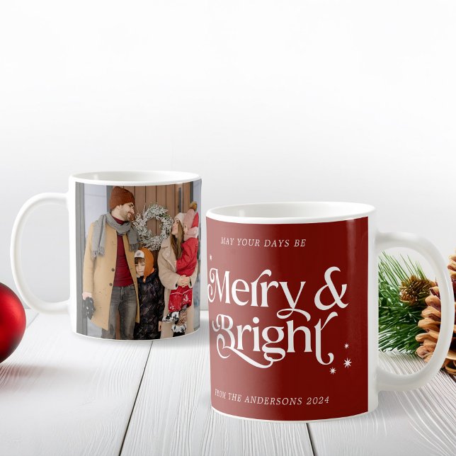 Minimalistisches Rotes Foto Weihnachten Kaffeetasse (Mockup View)
