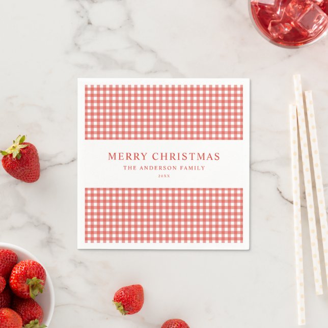 Minimalistisches rotes Gingham-Christmas Serviette (Beispiel)