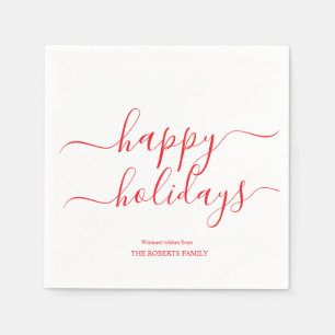 Minimalistisches Rotes Happy Holidays Elegante Typ Serviette