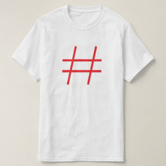Minimalistisches rotes Hashtag-Symbol modernes Gra T-Shirt