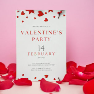 Minimalistisches Rotes Herz grenzt Valentins Party Einladung