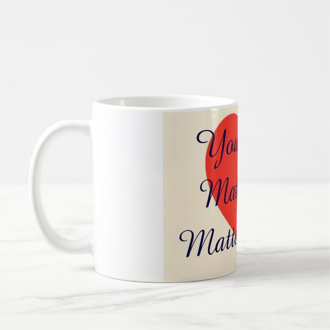 Minimalistisches rotes Herz Kaffeetasse (Links)