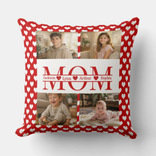 Minimalistisches rotes Herz Mama-individuelles 4-F Kissen