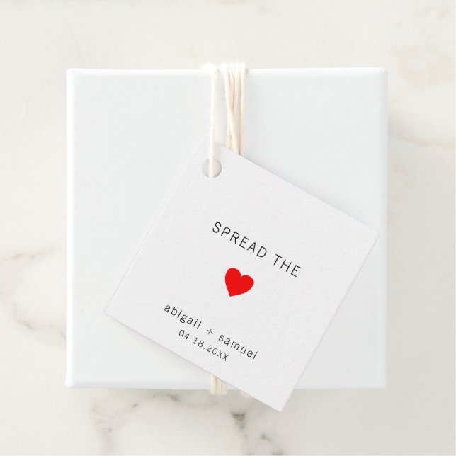 Minimalistisches Rotes Herz Moderne Hochzeit Geschenkanhänger (Beispiel)