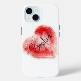 Minimalistisches rotes Herz Name Sophia iPhone 15 Case-Mate iPhone Hülle