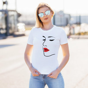 Minimalistisches rotes Lippen-Make-up T-Shirt