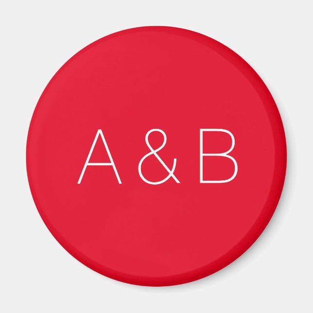 Minimalistisches rotes Pärchen-Monogramm Magnet (Vorne)