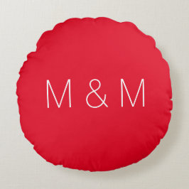 Minimalistisches rotes Pärchen-Monogramm Rundes Kissen