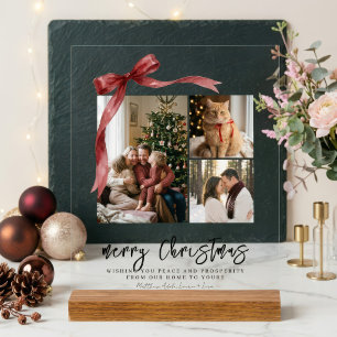 Minimalistisches rotes Schleifen-Weihnachts-Famili Acrylschild
