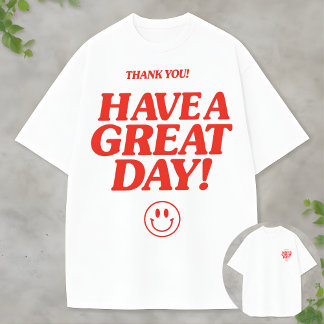 Minimalistisches rotes Typografie-Shirt mit Smiley T-Shirt