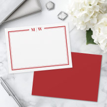 Minimalistisches rotes zweifaches Rahmen-Monogramm