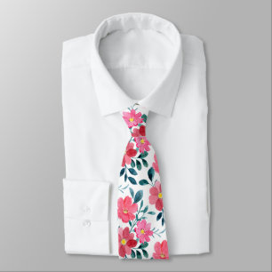 Minimalistisches rötlich rosa florales Wasserfarbd Krawatte