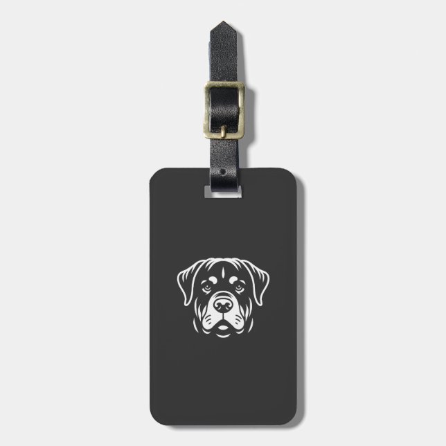 Minimalistisches Rottweiler-Gesicht-Design � Fette Gepäckanhänger (Vorderseite vertikal)