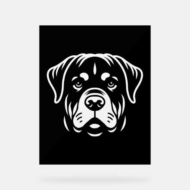 Minimalistisches Rottweiler-Gesichtsdesign - Bold  Acrylschild (Vorderseite)