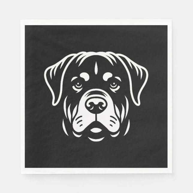 Minimalistisches Rottweiler-Gesichtsdesign - Bold  Serviette (Vorderseite)