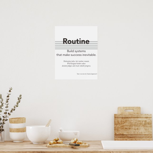 Minimalistisches Routine-Zitat Motivationsposter-K Poster (Küche)