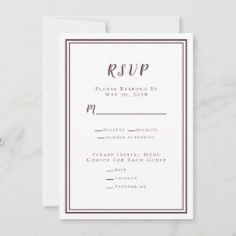 Minimalistisches RSVP-Menü für Hochzeiten Lila wei