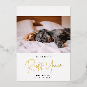 Minimalistisches ruffes Jahr Hund Foto Folien Feiertagskarte