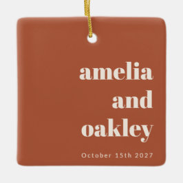Minimalistisches Rust Fall Retro Custom Wedding Fo Keramikornament