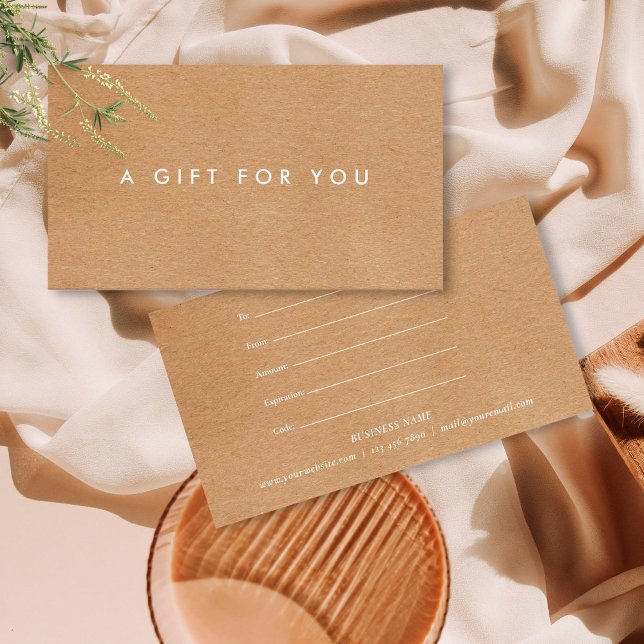 Minimalistisches rustikales Geschenkzertifikat (Von Creator hochgeladen)