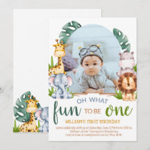 Minimalistisches Safari Animal Theme Foto Geburtst