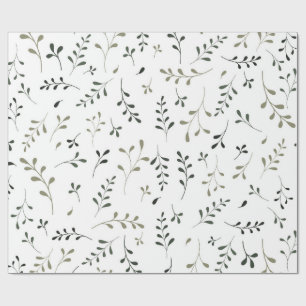 Minimalistisches Salbeigrün-Botanik-Blattmuster Geschenkpapier