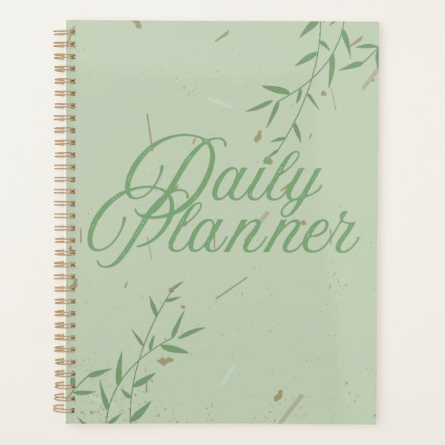 Minimalistisches Salbeigrün & Botanische Linienkun Planer (Vorderseite)