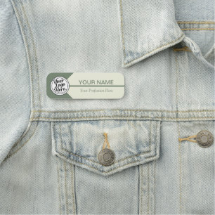Minimalistisches Salbeigrün-Cream-Firmennamensschi Namensschild