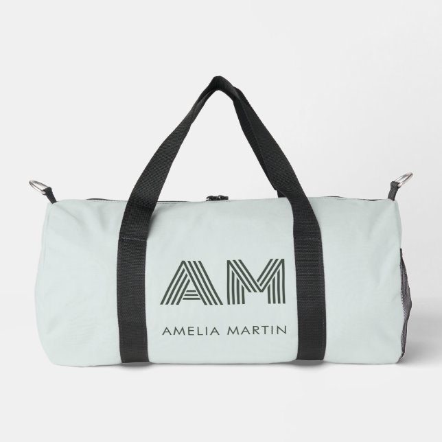 Minimalistisches Salbeigrün Geometrisches Benutzer Duffle Bag (Vorderseite)