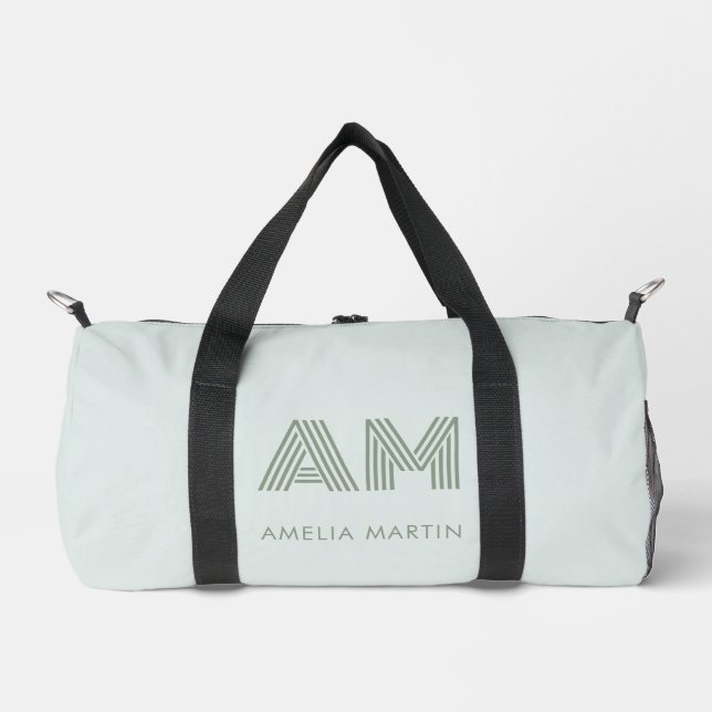 Minimalistisches Salbeigrün Geometrisches Benutzer Duffle Bag (Vorderseite)