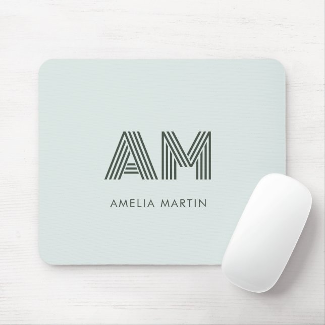 Minimalistisches Salbeigrün Geometrisches Benutzer Mousepad (Mit Mouse)