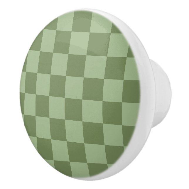Minimalistisches Salbeigrün-Schachbrettmuster Keramikknauf (Rechts)