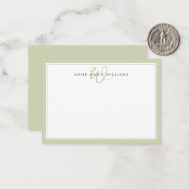 Minimalistisches Salbeigrünes Zweirahmen-Monogramm Mitteilungskarte