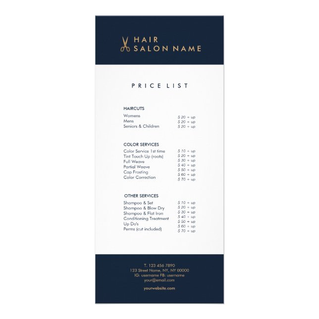 Minimalistisches sauberes Gold Scissors Werbekarte (Vorne)