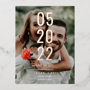 Minimalistisches Save the Date Foto Folie Einladungspostkarte