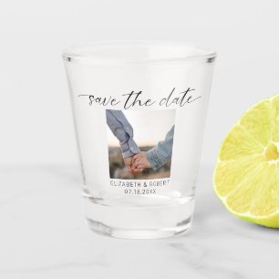 Minimalistisches Save the Date Foto Modernes Skrip Schnapsglas