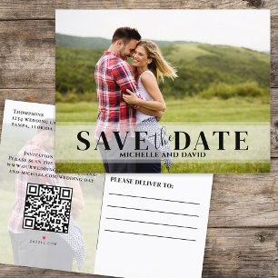 Minimalistisches Save the Date Foto QR-Code-Webs Ankündigungspostkarte