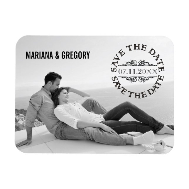 Minimalistisches Save the Date modernes HochzeitsF Magnet (Horizontal)
